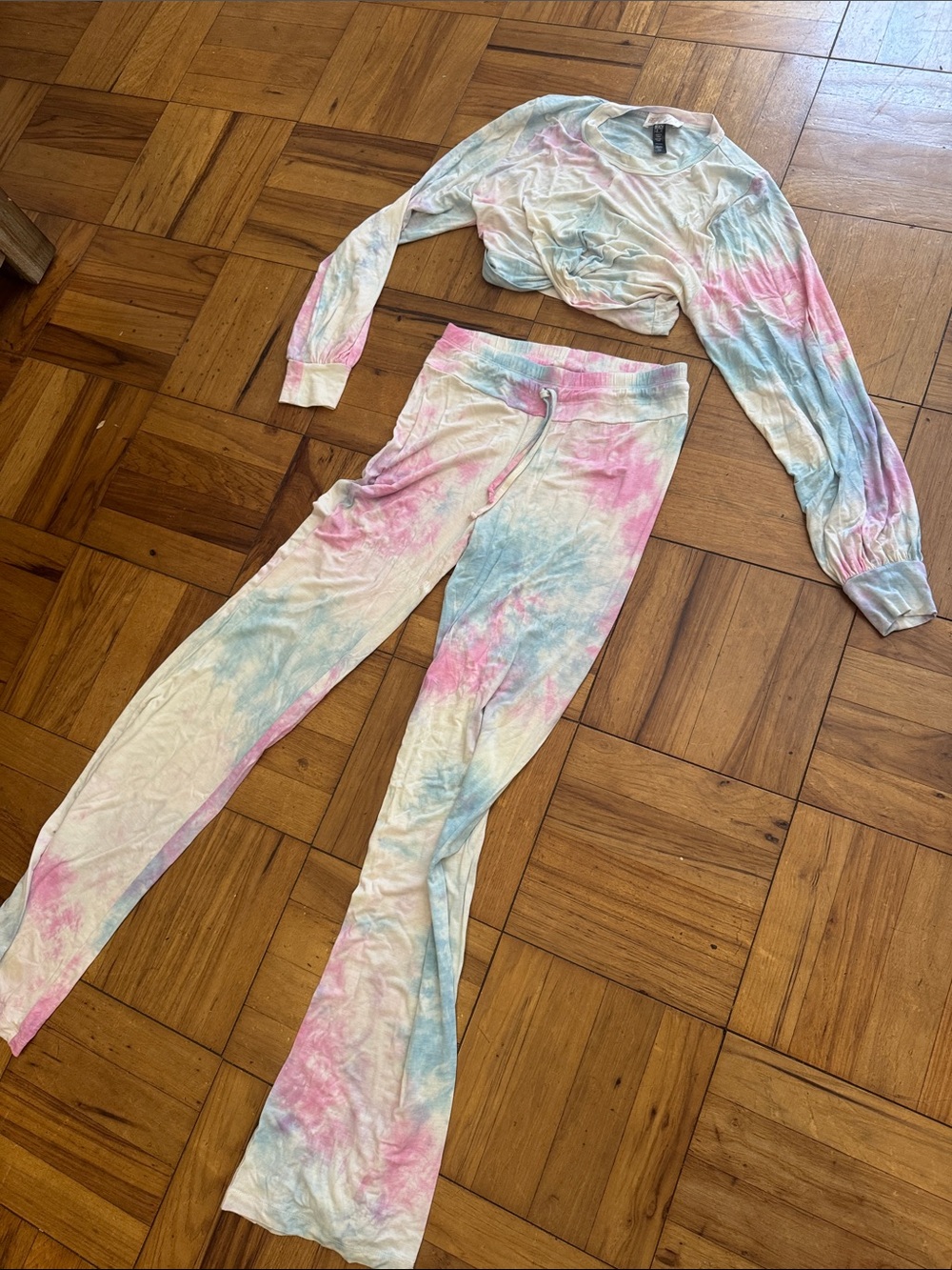 Beach Riot Pink Blue Tie-Dye Track Pants & Crop Top Set